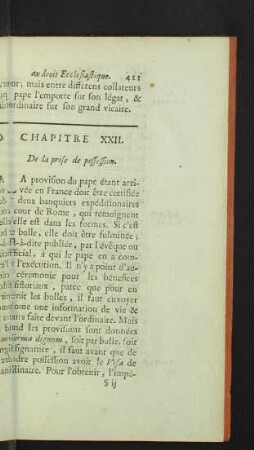 Chapitre XXII. De la prise de possession.