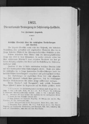 1863. Die nationale Bewegung in Schleswig=Holstein.