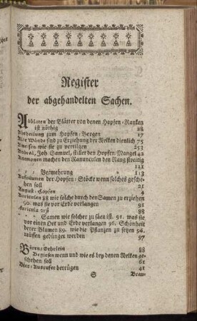Register der abgehandelten Sachen.