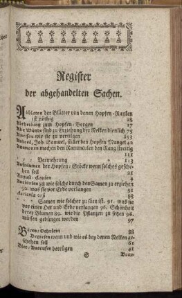 Register der abgehandelten Sachen.