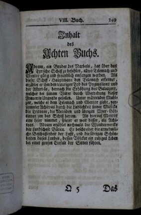 Inhalt des Achten Buchs. - Das Achte Buch.