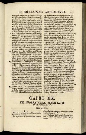 Caput IIX. De Imperatoriæ Majestatis Indepemdentia.