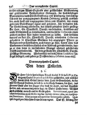 Das neunzehende Capitel. Von denen Collecten.