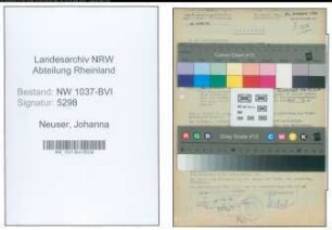 Entnazifizierung Johanna Neuser , geb. 30.05.1887 ()