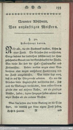 Neunter Abschnitt. Von unzünftigen Meistern