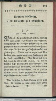 Neunter Abschnitt. Von unzünftigen Meistern