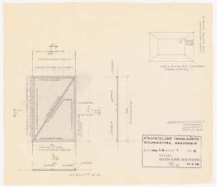 Bundesgartenschau 1955, Kassel: Orangerie: Vogelkäfig und Bücherstube, Einstiegsluke 1:100, 1:10