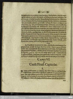 Caput VI. De Causa Finali Capitulat