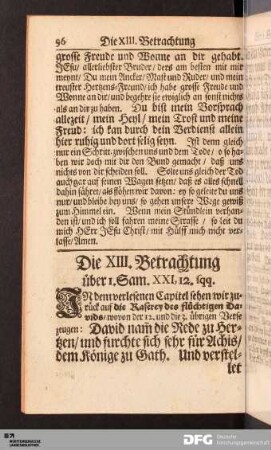 Die XIII. Betrachtung über I. Sam. XXI, 12. sqq.