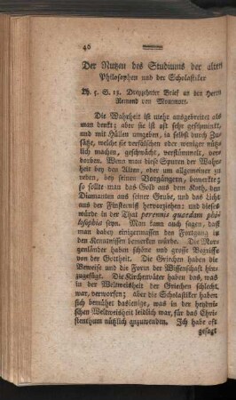 Der Nutzen des Studiums der alten Philosophen und der Scholastiker