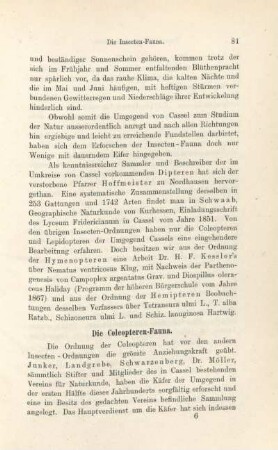 Die Coleopteren-Fauna.