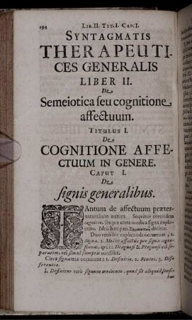 Syntagmatis Therapeutices Generalis Liber II. De Semeiotica seu cognitione affectuum