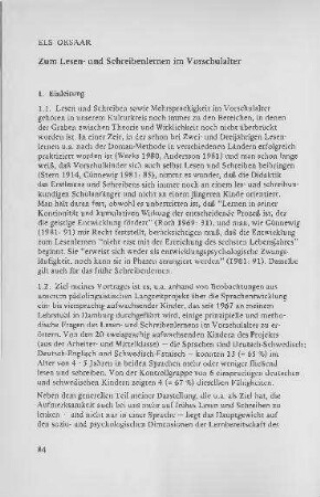 Zum Lesen- und Schreibenlernen im Vorschulalter