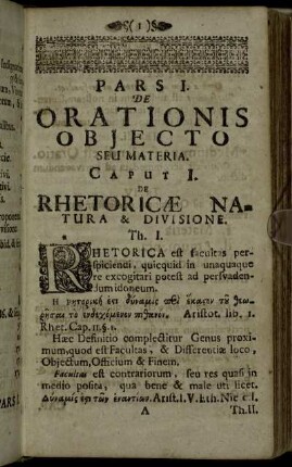 Caput I. De Rhetoricӕ Natura & Divisione
