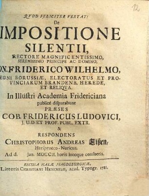 De impositione silentii