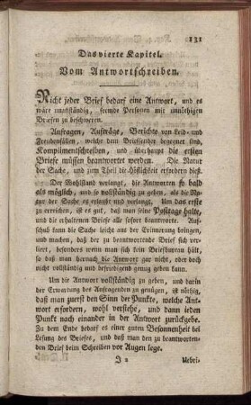 Das vierte Kapitel. Vom Antwortschreiben.