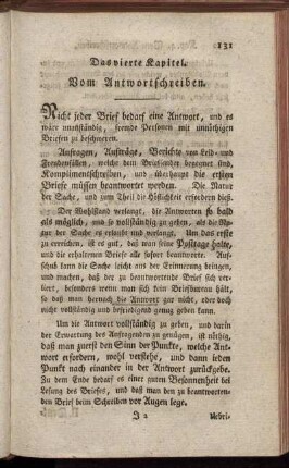 Das vierte Kapitel. Vom Antwortschreiben.