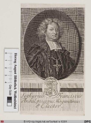 Bildnis Lothar Franz (1663 Reichsfrhr., 1701 Reichsgraf von Schönborn), 1695-1729 Kurfürst u. Erzbischof von Mainz