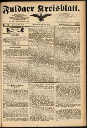 Erste Ausgabe vom Samstag, den 19. Juli 1902.