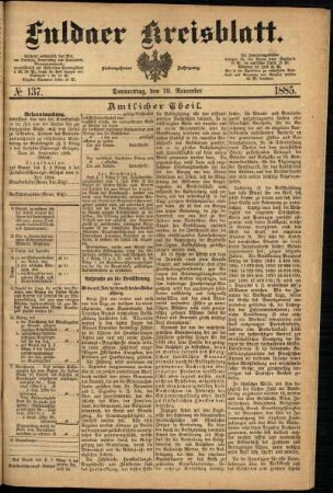 Ausgabe vom Donnerstag, den 19. November 1885.