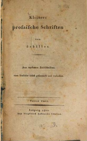Kleinere prosaische Schriften, 4