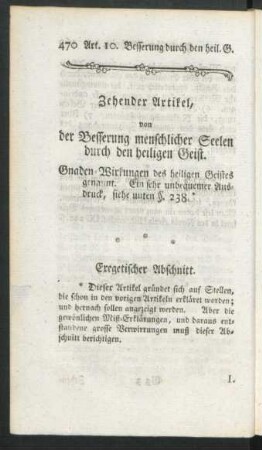 Zehender Artikel, von der Besserung menschlicher Seelen durch den heiligen Geist