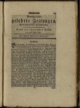 Sechs und zwanzigstes Stück, den 25ten Jun. 1791.