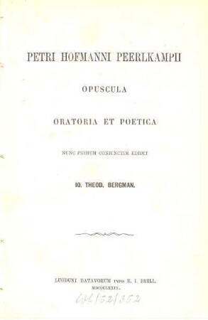 Opuscula oratoria et poetica