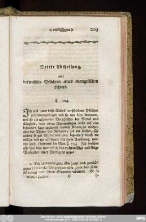 Dritte Abtheilung, oder vermischte Pflichten eines evangelischen Lehrers.