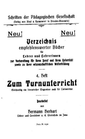 Titelblatt zum Systematischen Inhaltsverzeichnis