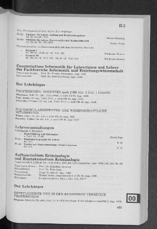 Aufbaustudium Kriminologie und Kontaktstudium Kriminologie