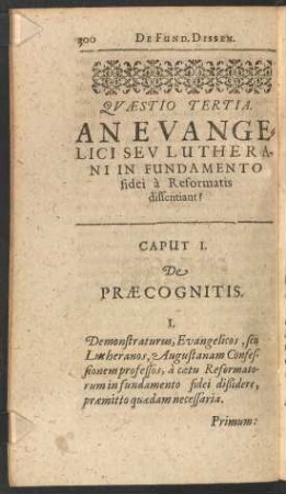 Caput I. De Praecognitis.