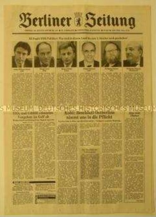 Tageszeitung "Berliner Zeitung" u.a. zum Beschluss der Volkskammer der DDR über den Beitritt zur Bundesrepublik