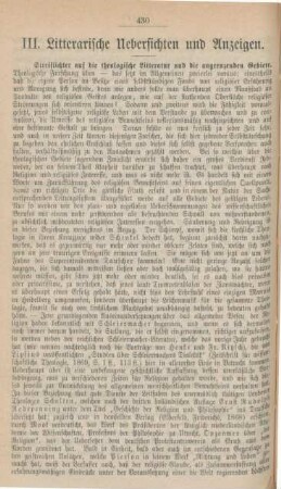 430-438 Litterarische Uebersichten und Anzeigen