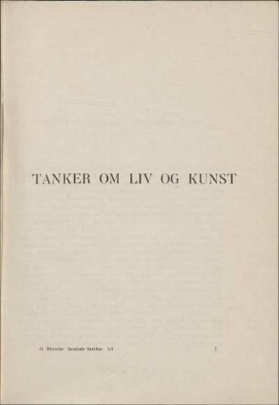 Tanker Om Liv Og Kunst
