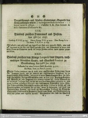 XXX. Bündniß zwischen Dännemark und Pohlen, den 18den Jul. 1657