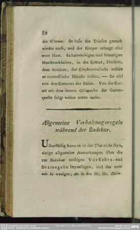 Allgemeine Verhaltungsregeln während der Badekur