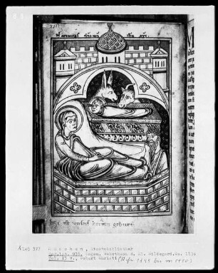 Sogenanntes Gebetbuch der heiligen Hildegard — Geburt Christi, Folio 13verso