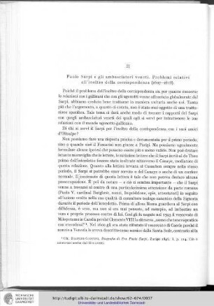II. Paolo Sarpi e gli ambasciatori veneti. Problemi relativi all'inoltro della corrispondenza (1607-1618)