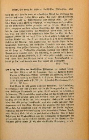 435-436 [Rezension] Braun, Wilhelm, Der Krieg im Lichte der idealistischen Philosophie vor hundert Jahren und ihrer Wirkung auf die Gegenwart