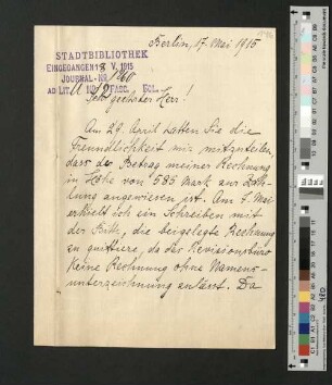 Brief von Hugo Ibscher an die StB Hamburg , Berlin