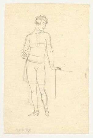 Figurine : Figurine mit zwei Varianten locker fallender Kleider, Hut