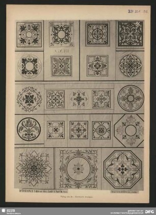21 quadratische Füllungen im Renaissance-Charakter