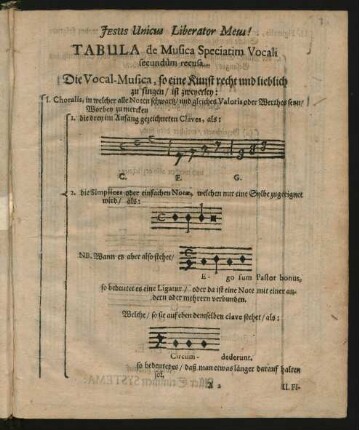 Tabula de Musica Speciatim Vocali secundum recusa.