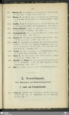 X. Gewerbskunde, incl. Oekonomie und Handelswissenschaft