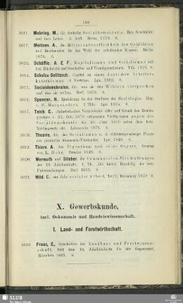 X. Gewerbskunde, incl. Oekonomie und Handelswissenschaft