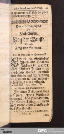 Das erste Hauptstück des Catechismi. Von der Tauffe.