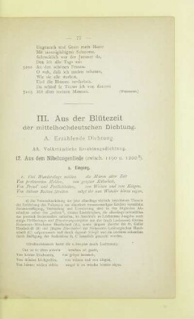 III. Aus der Blütezeit der mittelhochdeutschen Dichtung