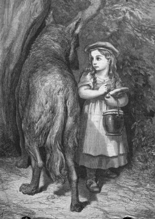 Illustration zu "Le Petit Chaperon rouge": Die Begegnung mit dem Wolf