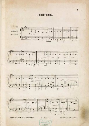 Tannhäuser ovvero La lotta dei Bardi al castello detto Varteburgo : grande opera romantica in 3 atti ; trad. italiana dal testo orig. tedesco di Salvatore de C. Marchesi ; canto in chiave di Sol con accomp. to di pianoforte, [1]. Atto 1. Sinfonia
